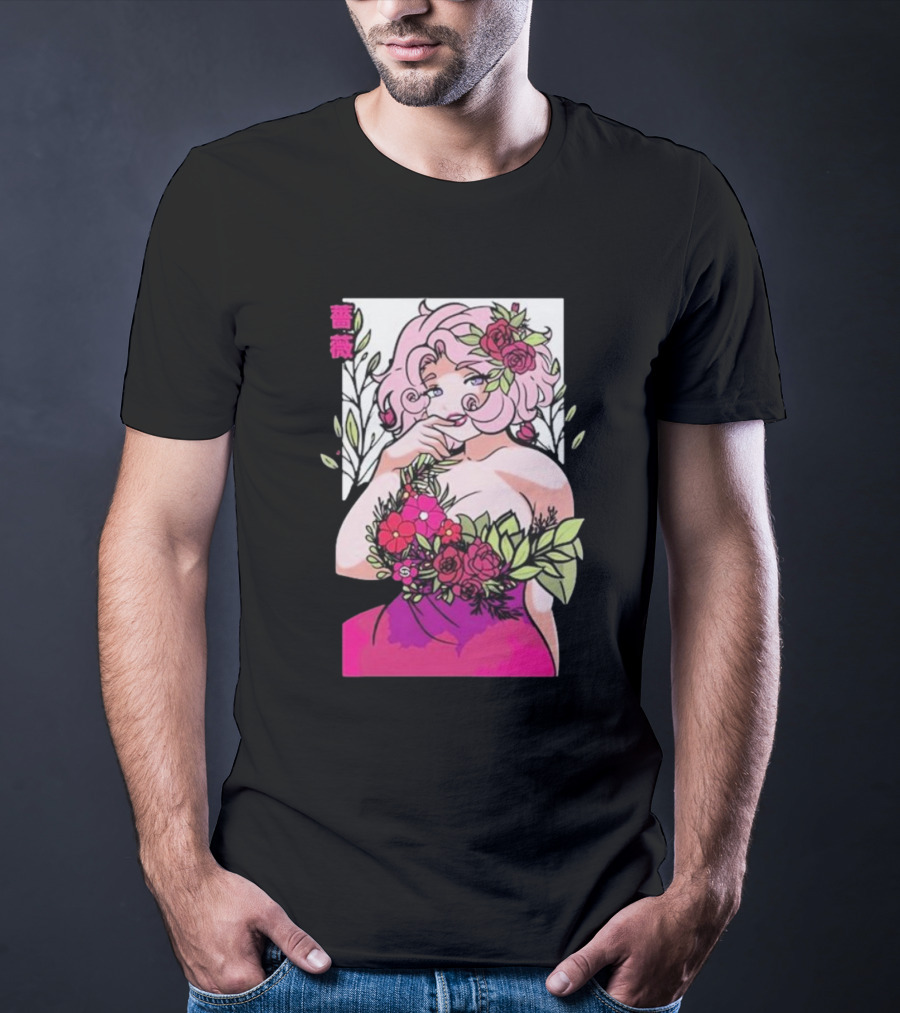 Ph1lza Game Supp Floral Anime Character T-Shirt
