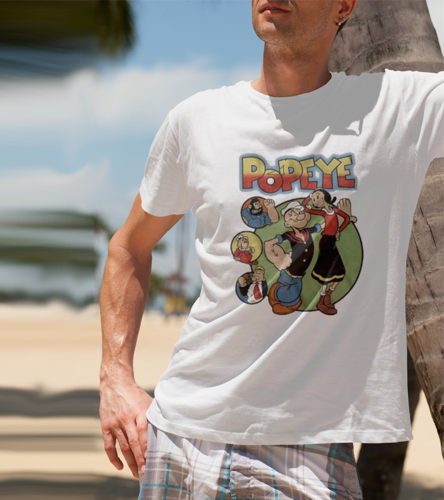Popeye And Olive Oyl Cartoon Characters Sailor Spinach Classic Animation T-Shirt