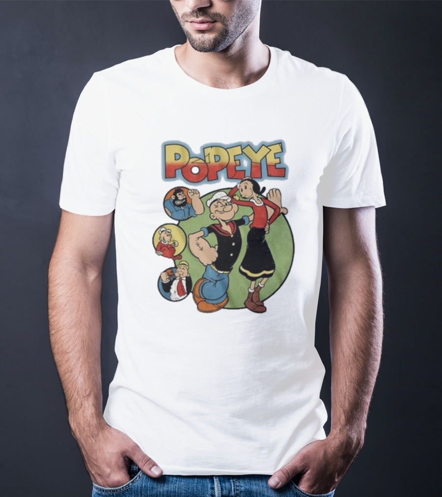 Popeye And Olive Oyl Cartoon Characters Sailor Spinach Classic Animation T-Shirt