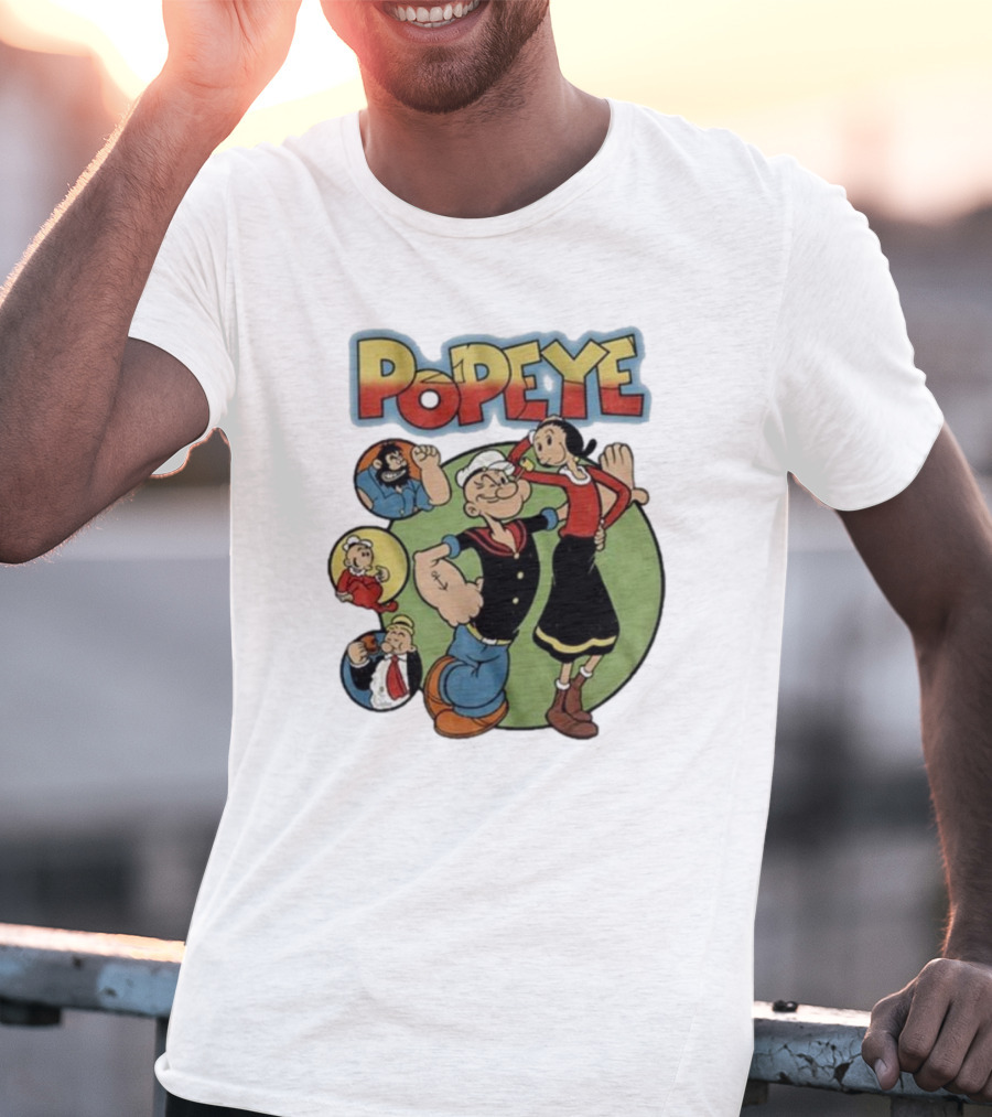 Popeye And Olive Oyl Cartoon Characters Sailor Spinach Classic Animation T-Shirt