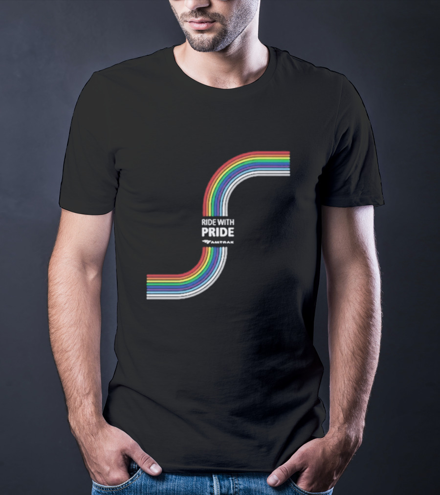 Ride With Pride Amtrak Rainbow Curve T-Shirt