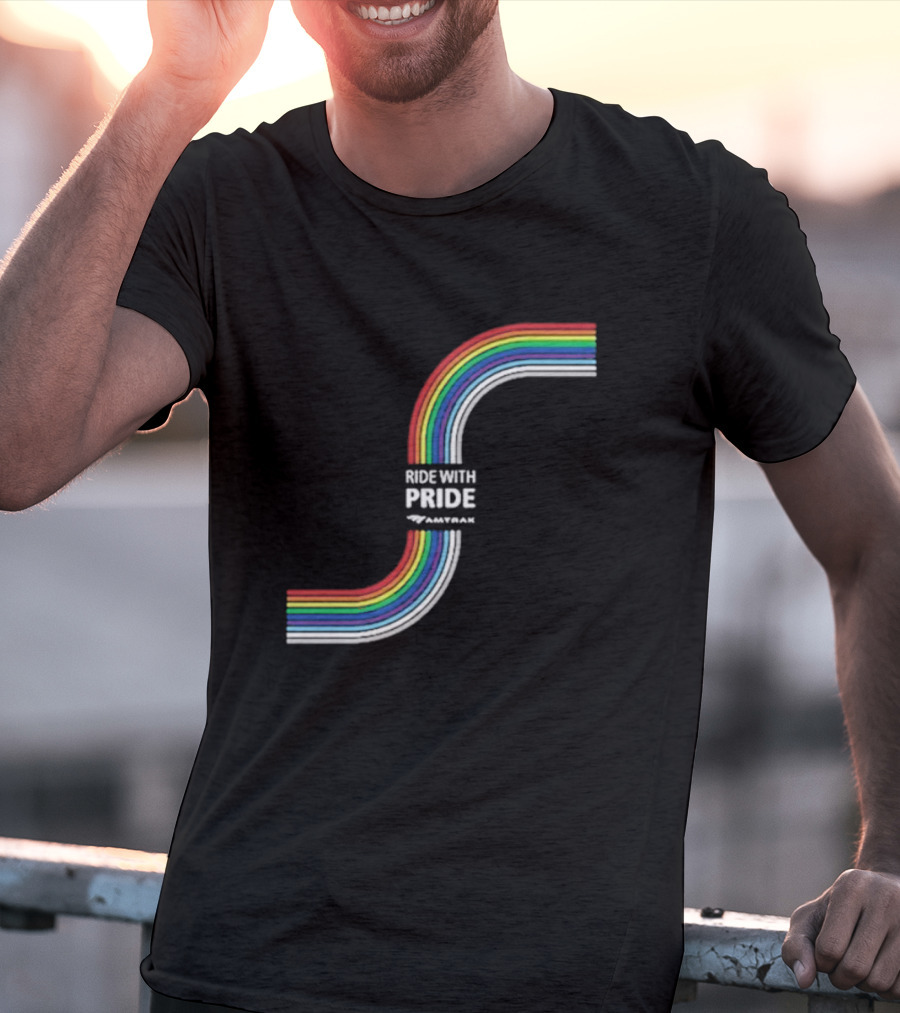 Ride With Pride Amtrak Rainbow Curve T-Shirt
