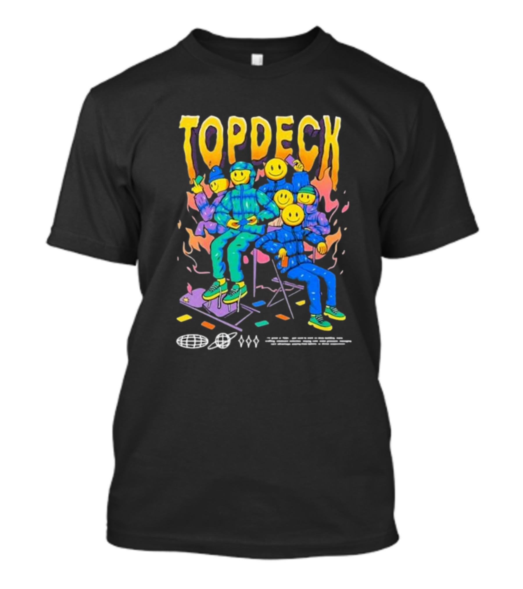 TOPDECK Smiley Squad Vibrant Characters With Musical Vibes T-Shirt