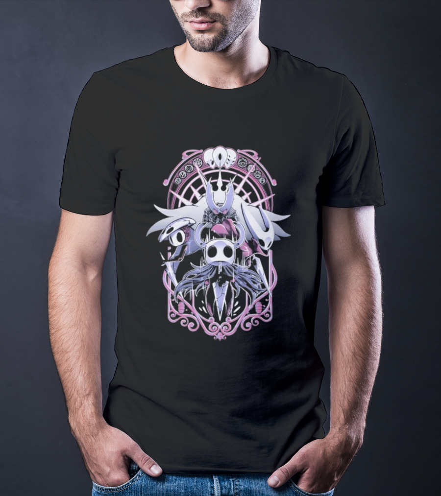 Hollow Knight Wanderers Art Nouveau Design With Knight Nails And Charms T-Shirt