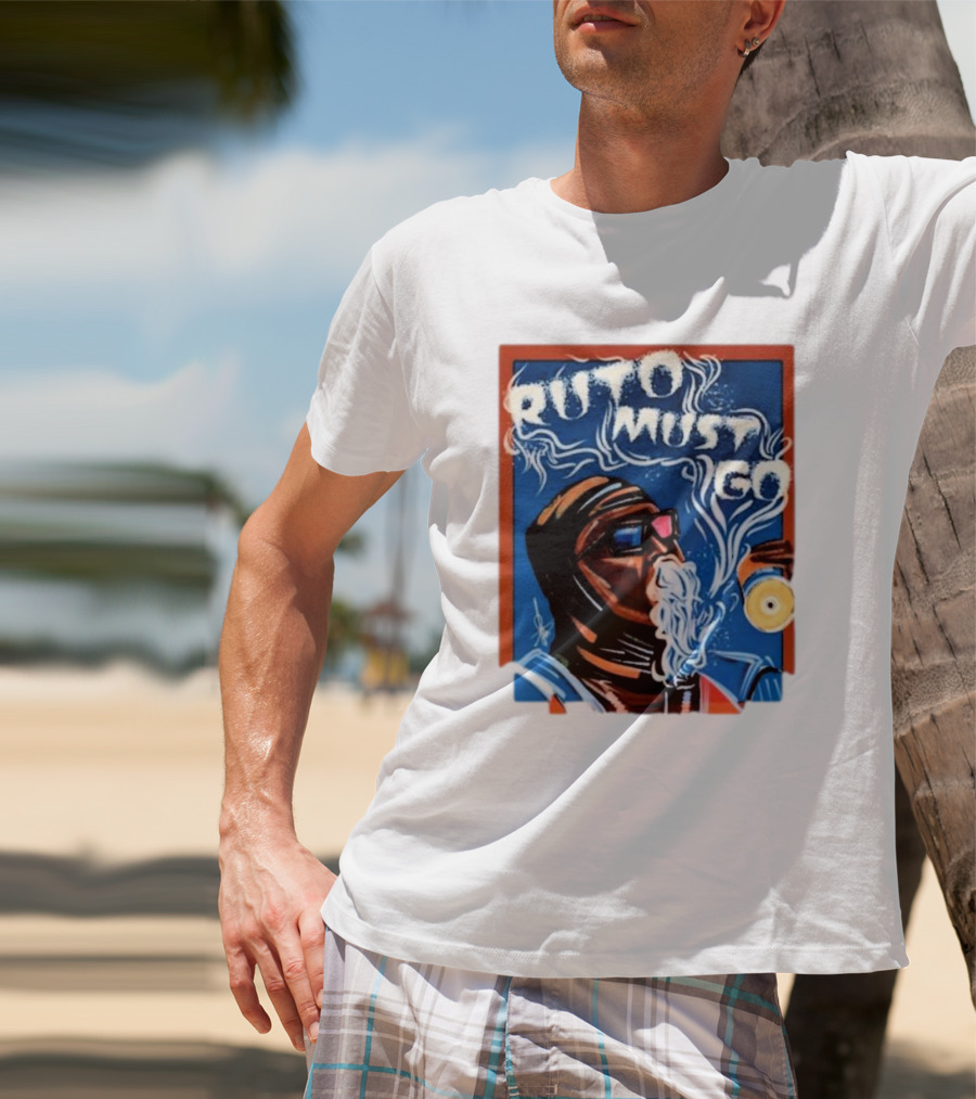 Ruto Must Go Bold Illustration With Smoking Character T-Shirt