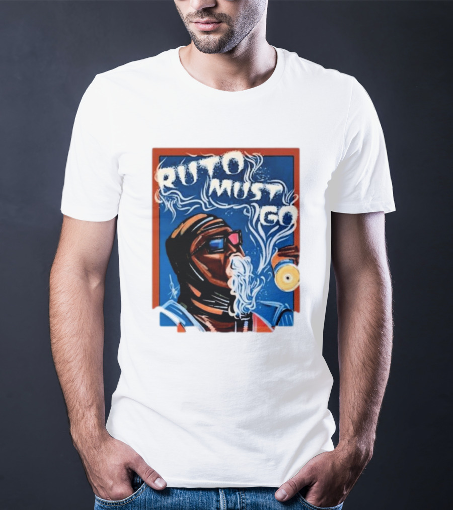 Ruto Must Go Bold Illustration With Smoking Character T-Shirt