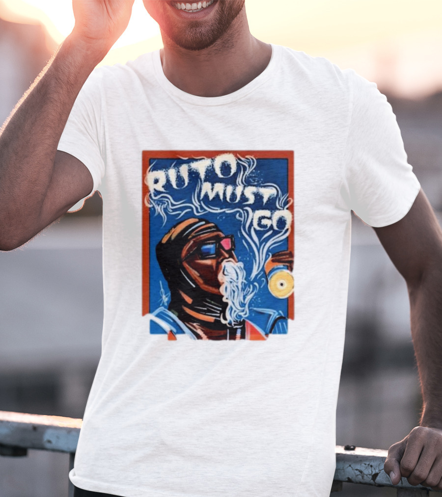 Ruto Must Go Bold Illustration With Smoking Character T-Shirt