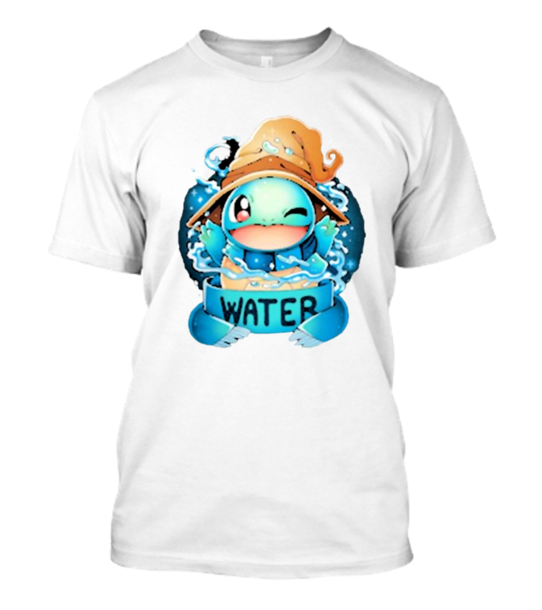 Squirtle Wizard Water Winking Blue Hat T-Shirt