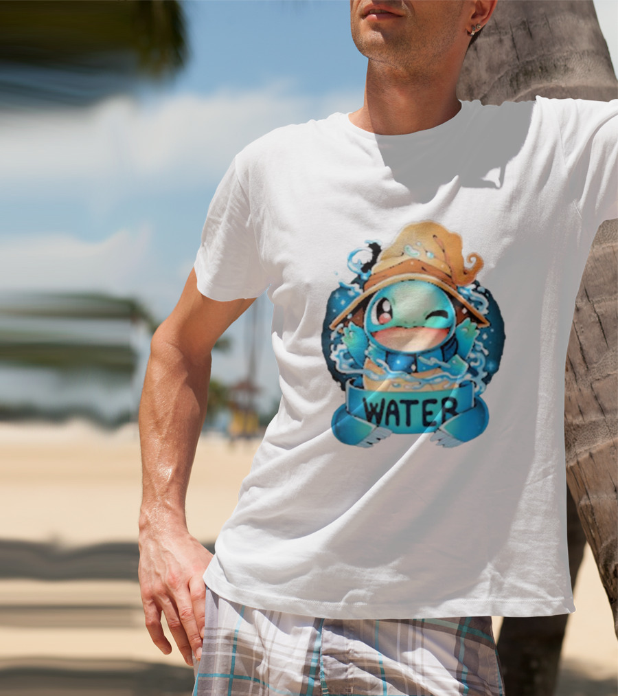 Squirtle Wizard Water Winking Blue Hat T-Shirt