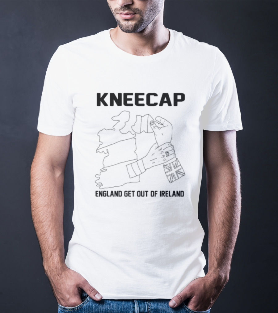 Kneecap England Get Out Of Ireland Map Hand Flag T-Shirt