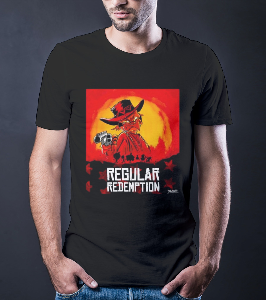 Regular Redemption Cartoon Cowboy Western Gunman T-Shirt