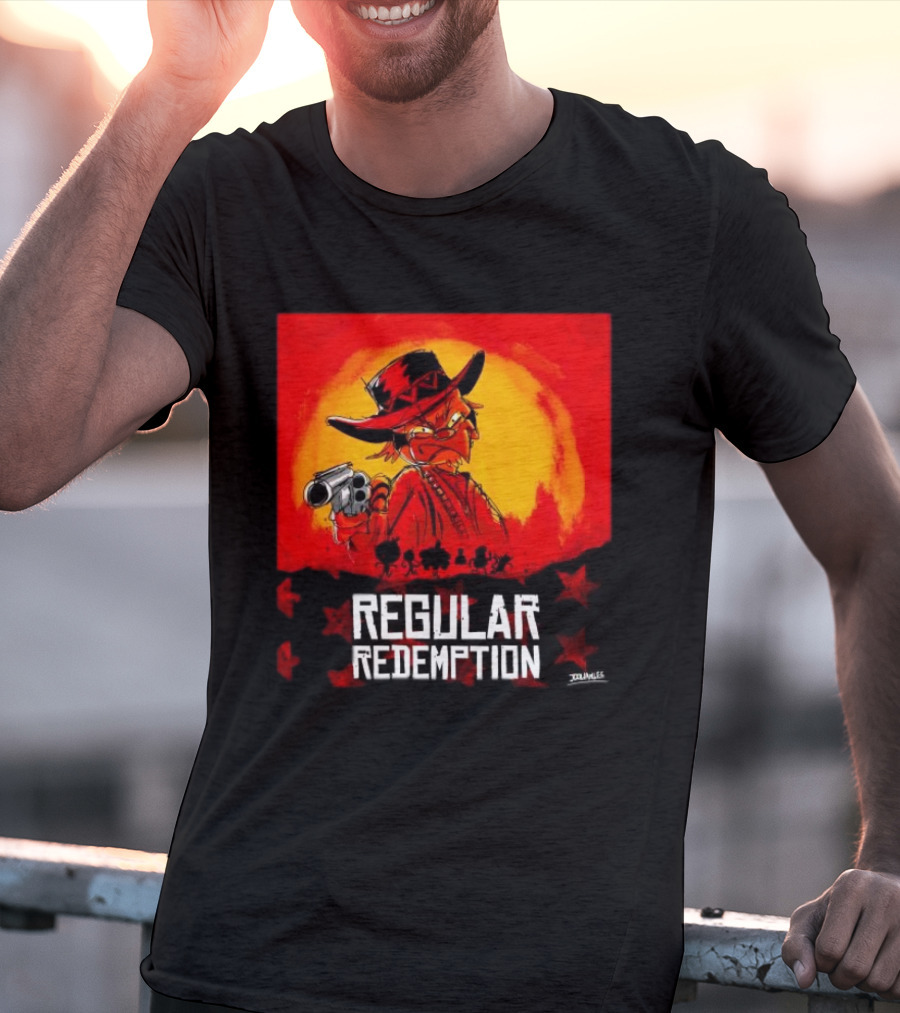 Regular Redemption Cartoon Cowboy Western Gunman T-Shirt