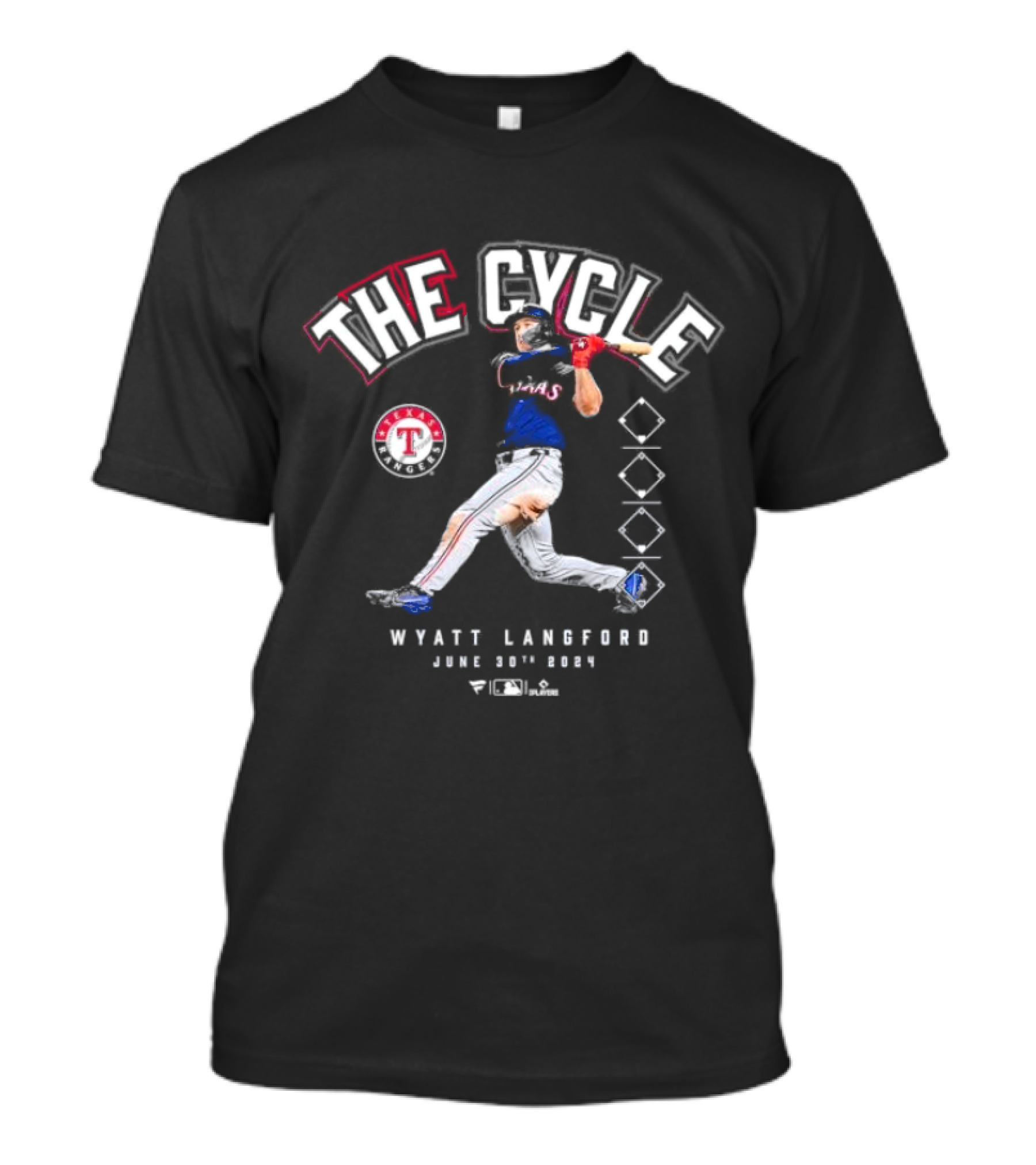 Wyatt Langford The Cycle Texas Rangers June 30th T-Shirt