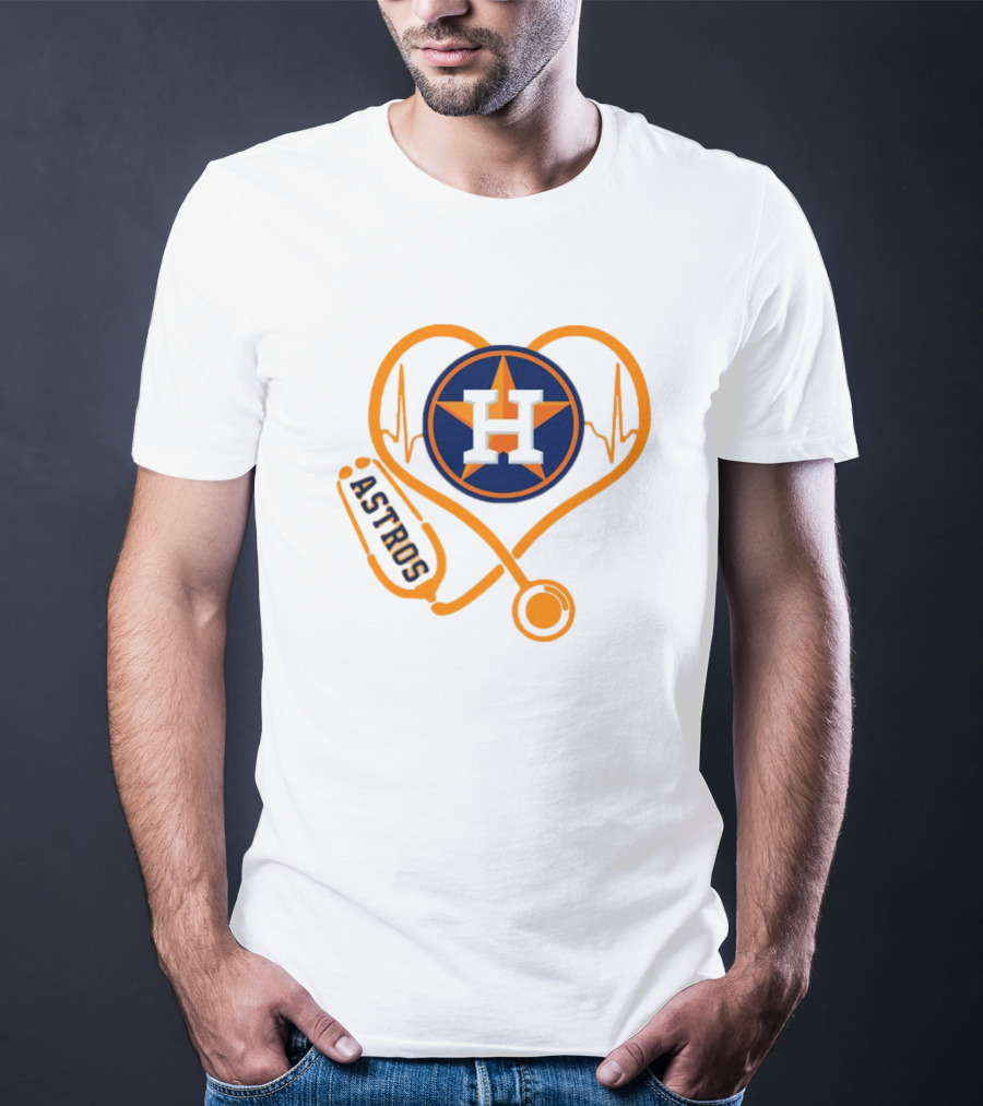 Heartbeat Nurse Love Houston Astros Stethoscope T-Shirt