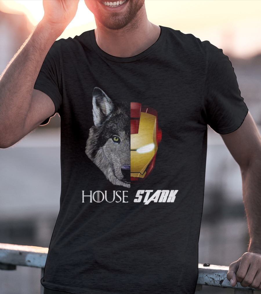 House Stark Iron Man Wolf Helm Stark T-Shirt