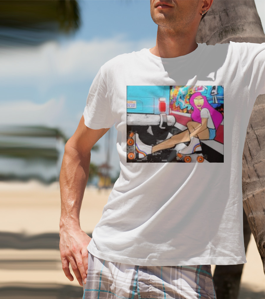Tasha Vibrant Roller Skating Cali Street Art Vibe T-Shirt