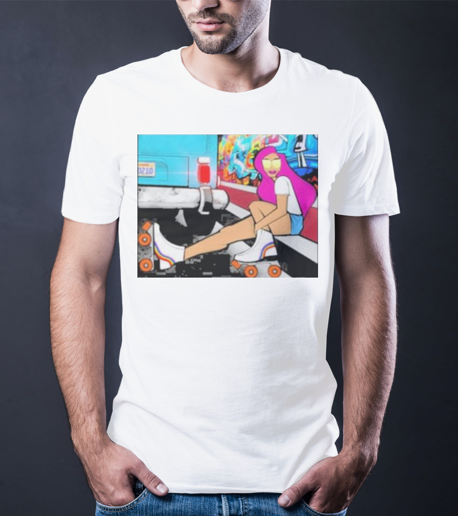 Tasha Vibrant Roller Skating Cali Street Art Vibe T-Shirt