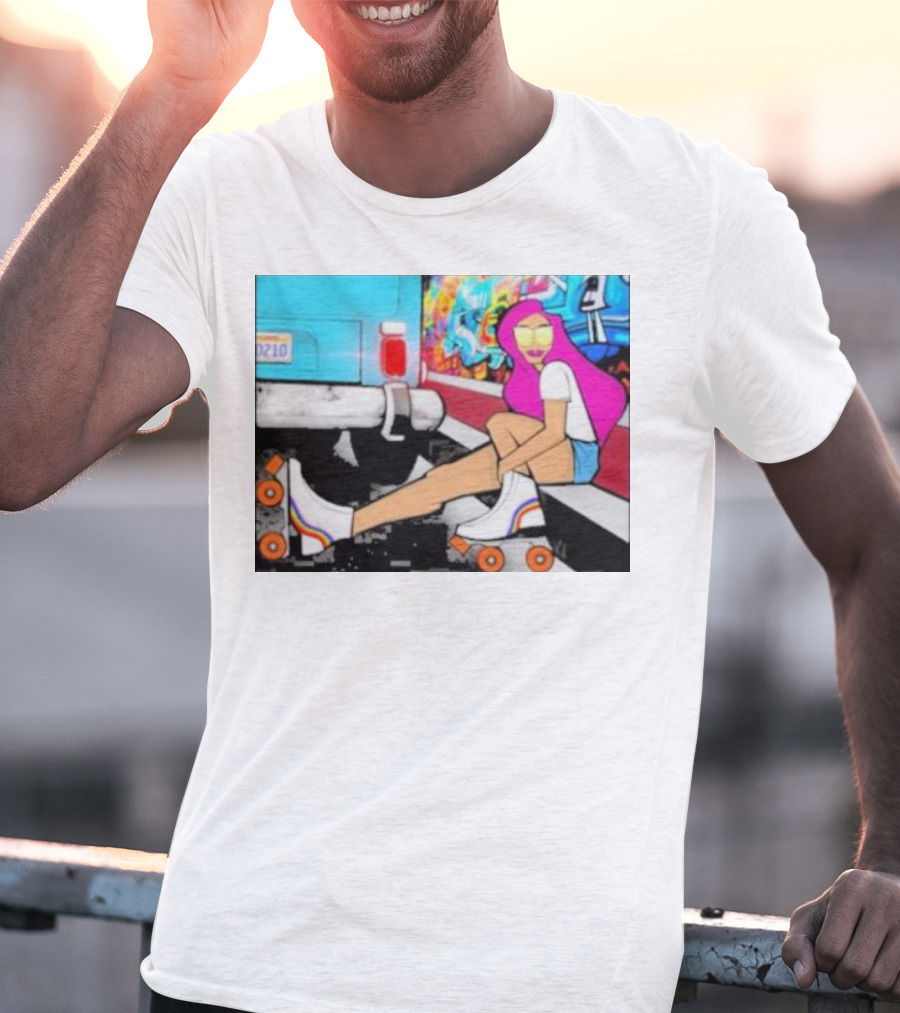 Tasha Vibrant Roller Skating Cali Street Art Vibe T-Shirt
