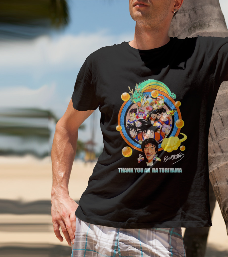 Thank You Akira Toriyama Dragon Ball Characters And Shenron With Dragon Balls T-Shirt