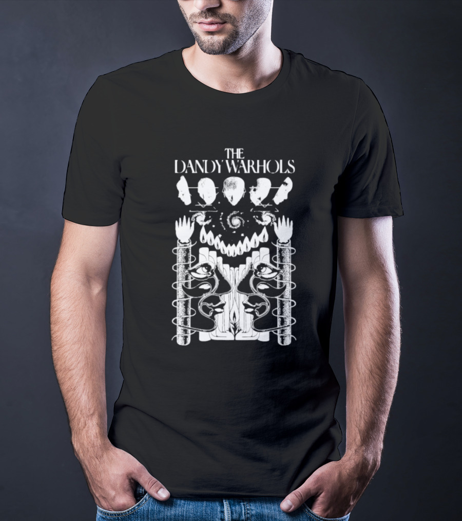 The Dandy Warhols 1992 Surreal Psychedelic Art Faces And Hands Spiral T-Shirt