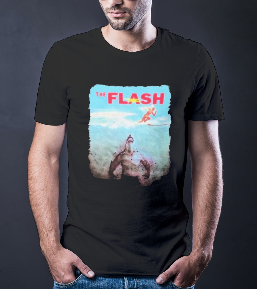 The Flash Running Above King Shark In Ocean T-Shirt