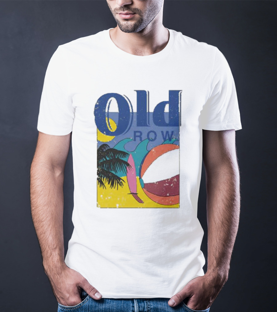 Old Row Beach Scene With Palm Trees And Beach Ball T-Shirt