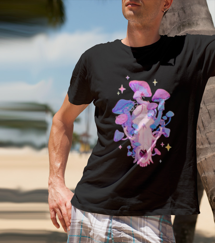 Simkaye Storenvy Magic Raccoon Skull Psychedelic Mushrooms Stars T-Shirt