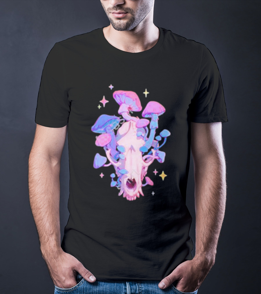 Simkaye Storenvy Magic Raccoon Skull Psychedelic Mushrooms Stars T-Shirt
