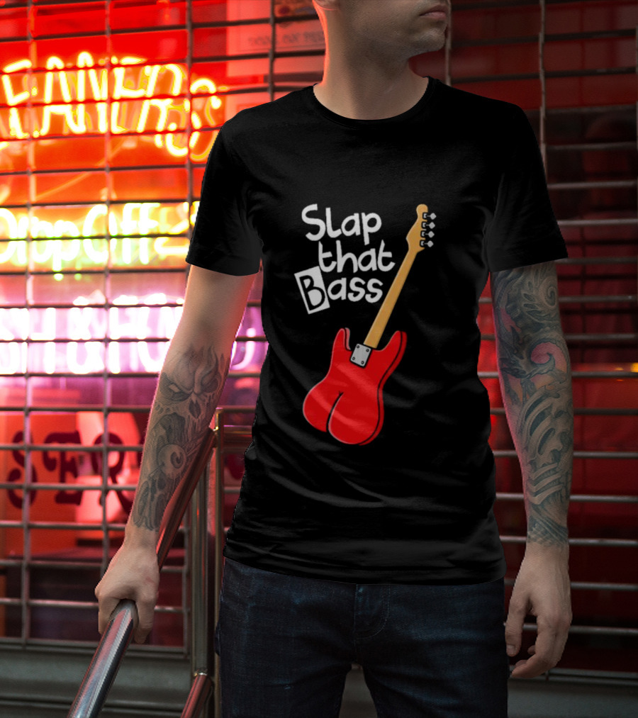 Slap That Bass Red Electric Guitar T-Shirt