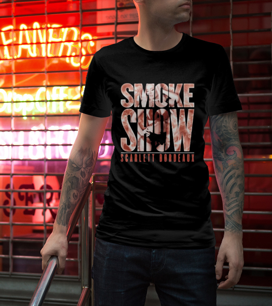 SMOKE SHOW SCARLETT BORDEAUX Text And Image Combination T-Shirt