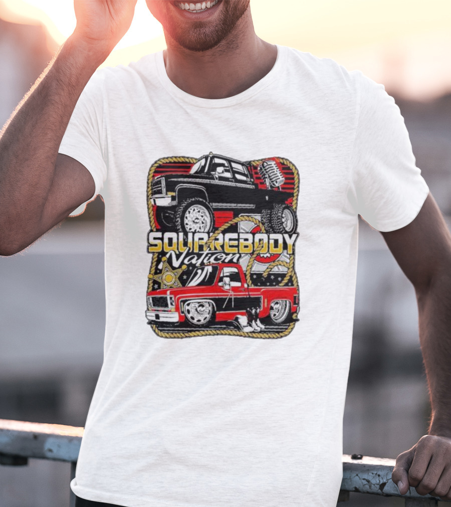 Squarebody Nation Pick Up Trucks And Cowboys Icons T-Shirt