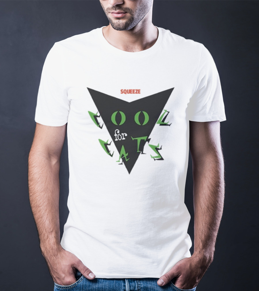 Squeeze Cool For Cats Black Green Eyes Triangle T-Shirt