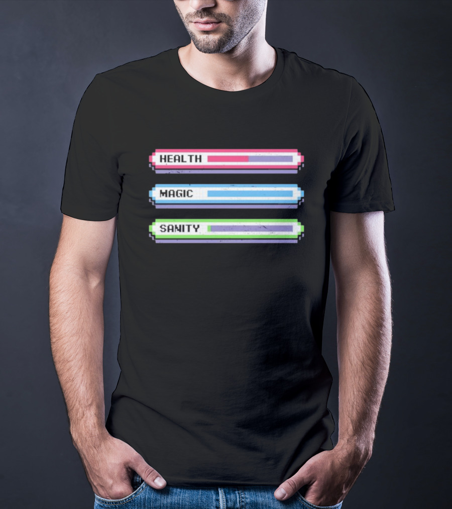 Health Magic Sanity Stats Bar Pixel T-Shirt