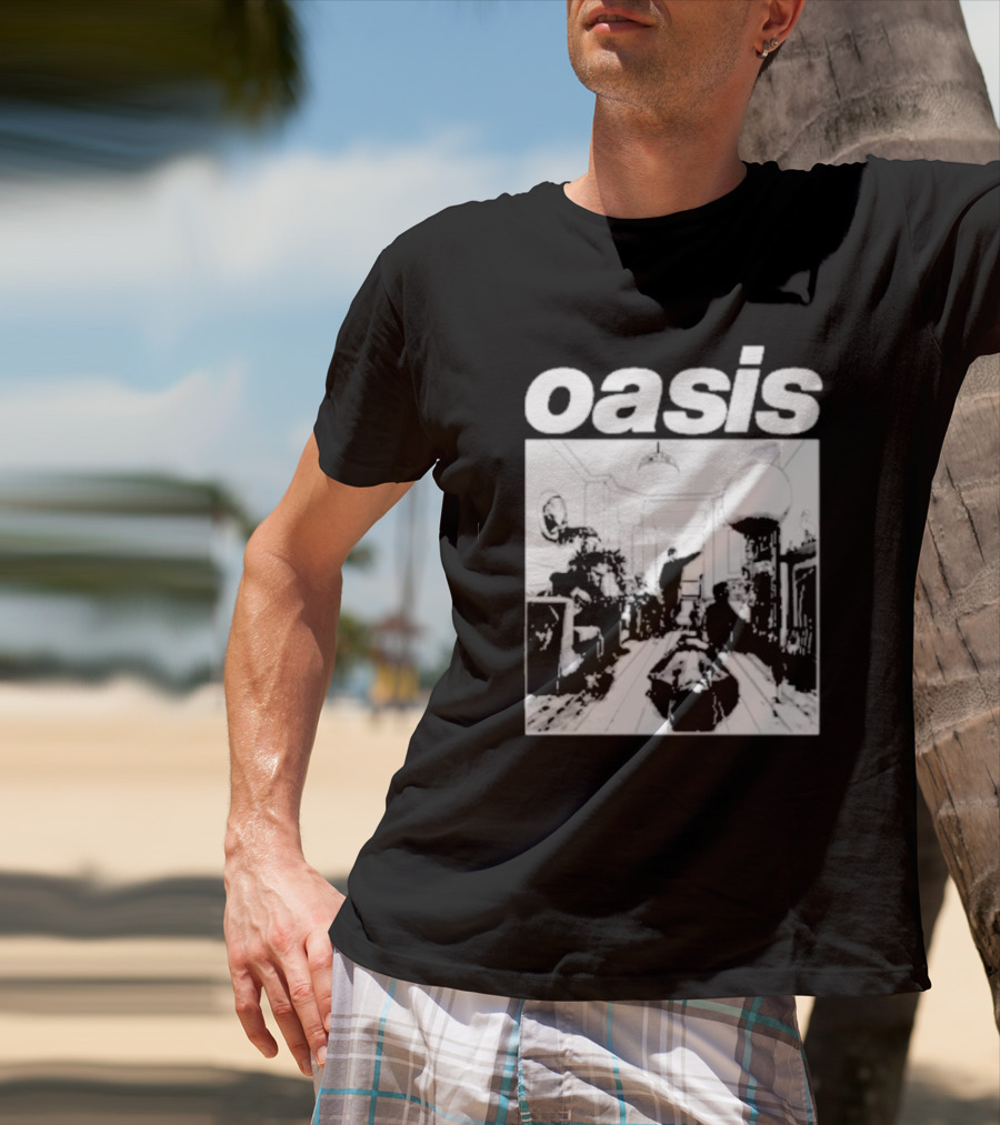 Oasis Definitely Maybe Monochrome Room Scene T-Shirt