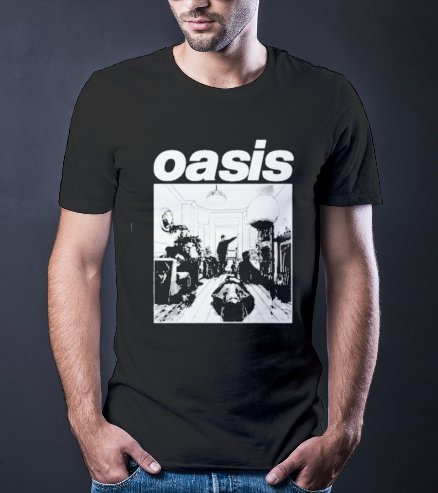 Oasis Definitely Maybe Monochrome Room Scene T-Shirt