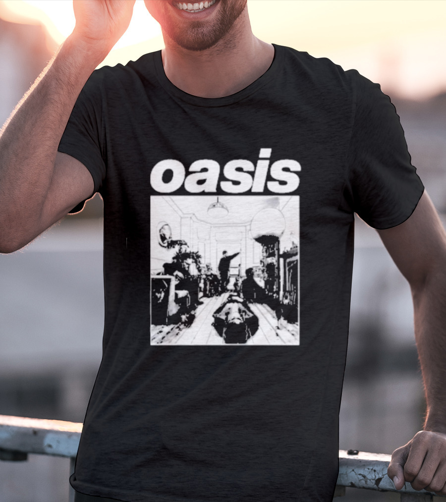 Oasis Definitely Maybe Monochrome Room Scene T-Shirt