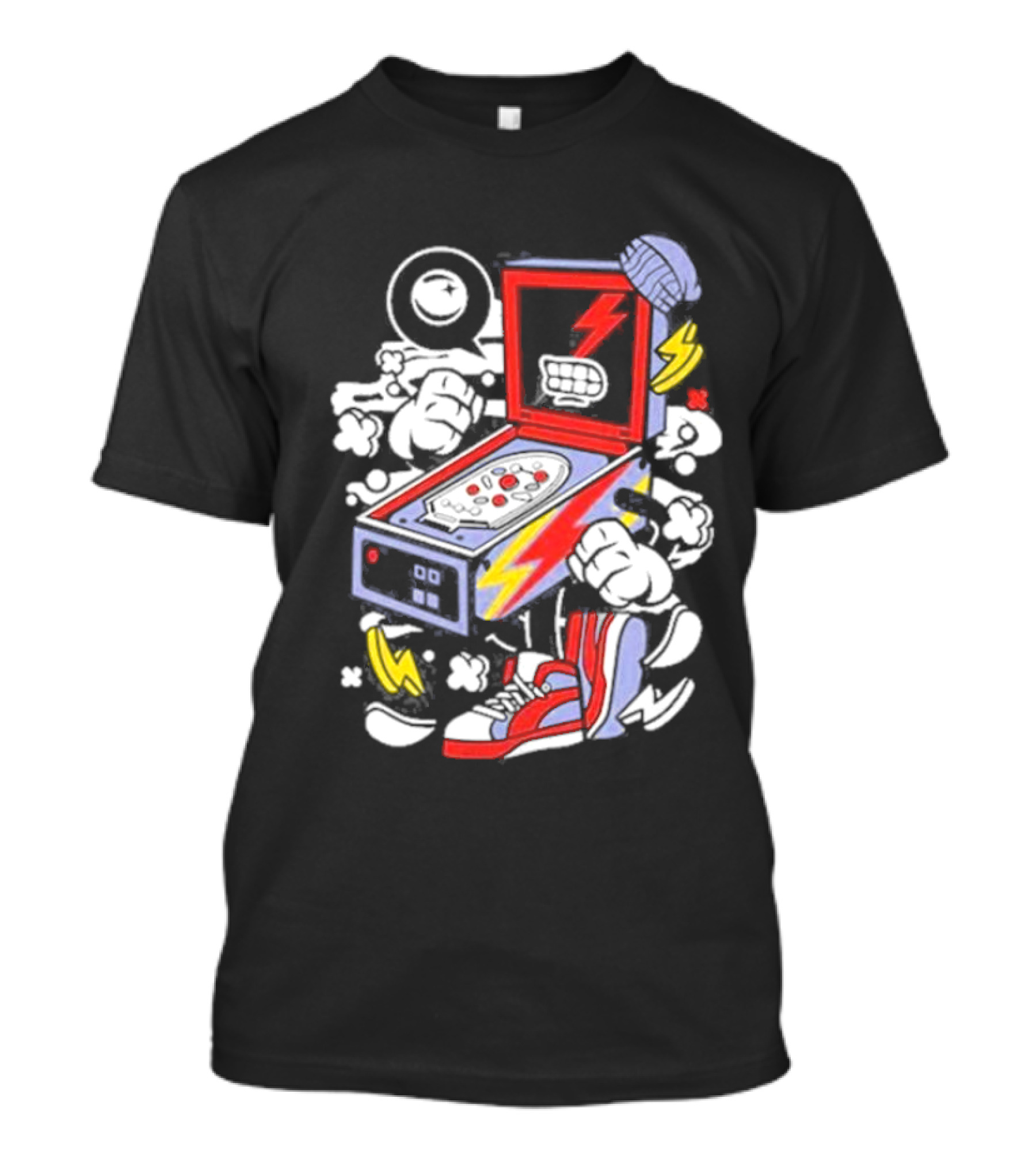 Stern Pinball Lightning Bolt Cartoon Sneakers T-Shirt