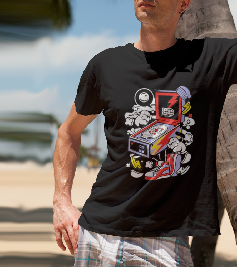 Stern Pinball Lightning Bolt Cartoon Sneakers T-Shirt