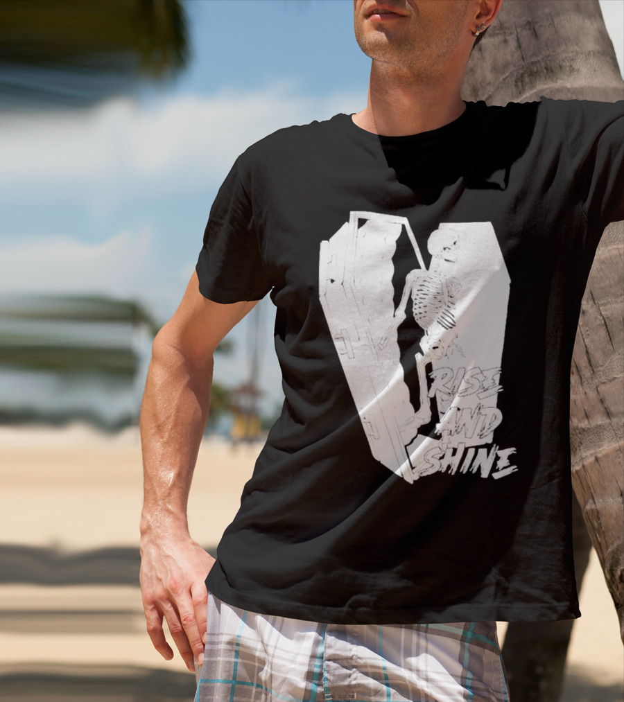 Rise And Shine Skeleton Emerging From Coffin T-Shirt