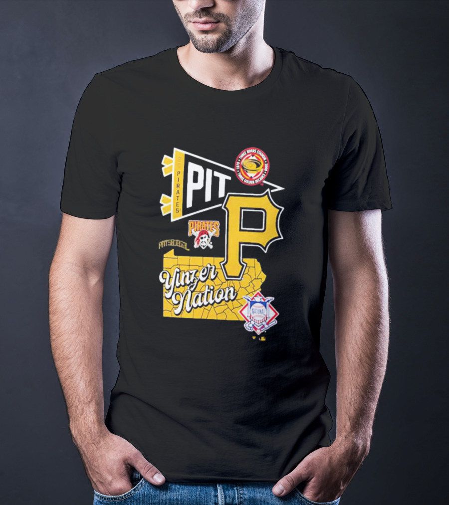 Pittsburgh Pirates PIT Logo Yinzer Nation Medical Firefighters Union T-Shirt