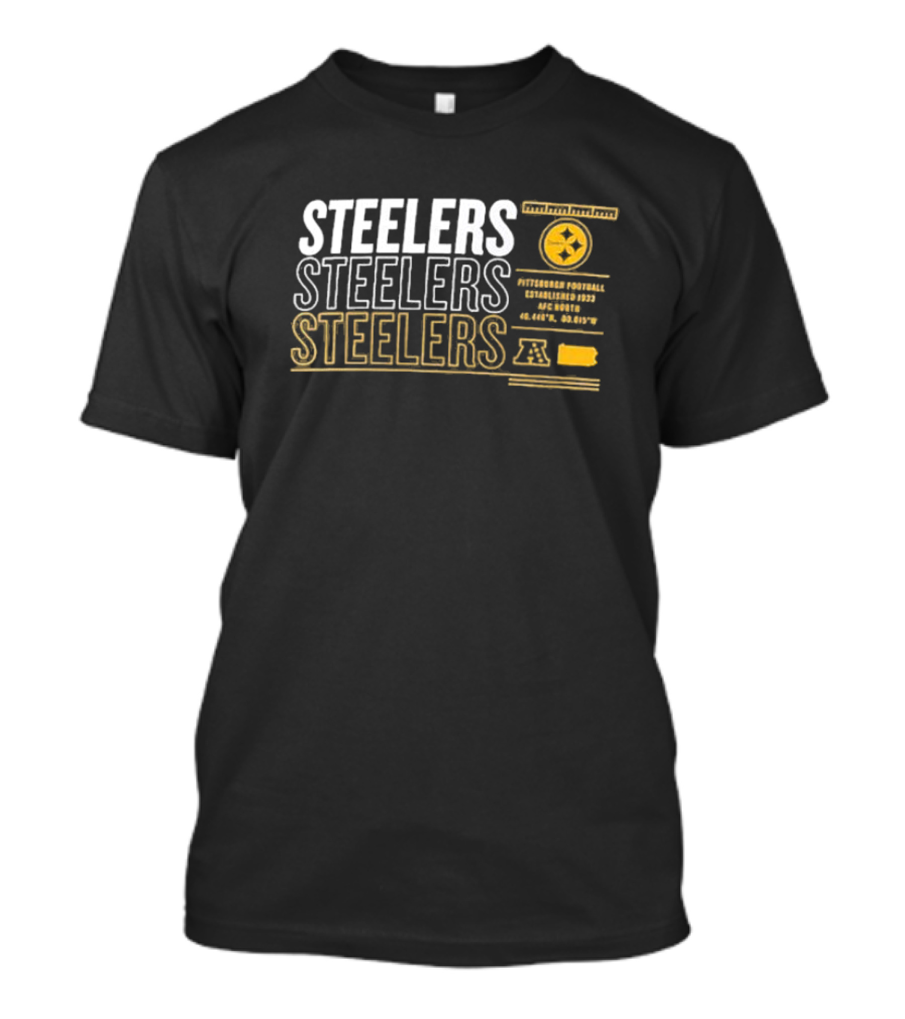 Steelers AFC North Pittsburgh Football Established 1933 Repeat Stats T-Shirt