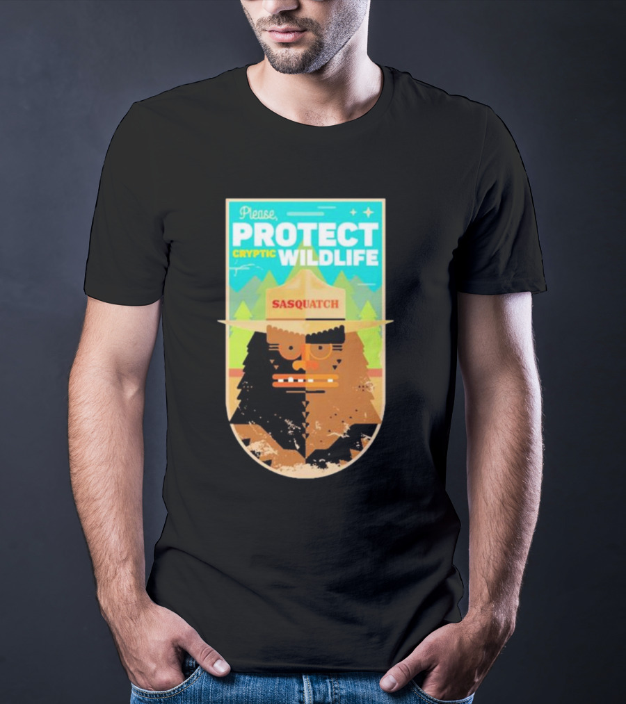 Please Protect Cryptic Wildlife Sasquatch T-Shirt