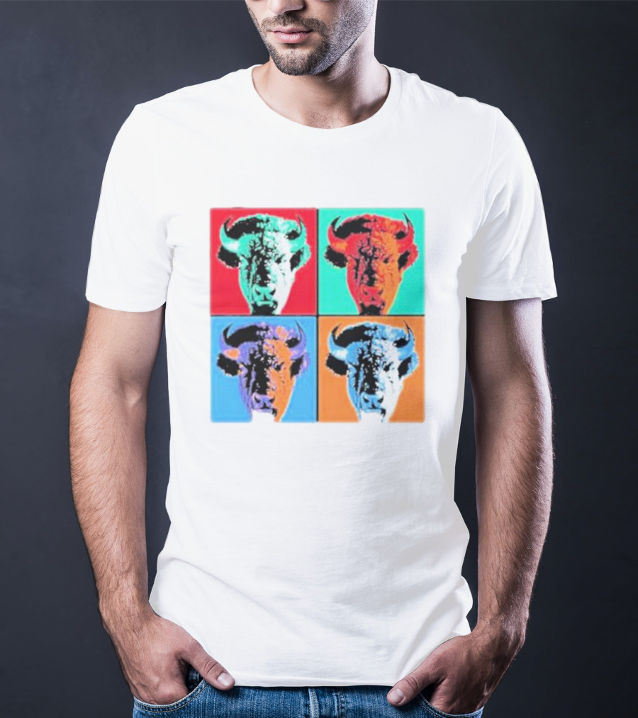 Pop Art Buffalo Quadrant In Vibrant Colors T-Shirt