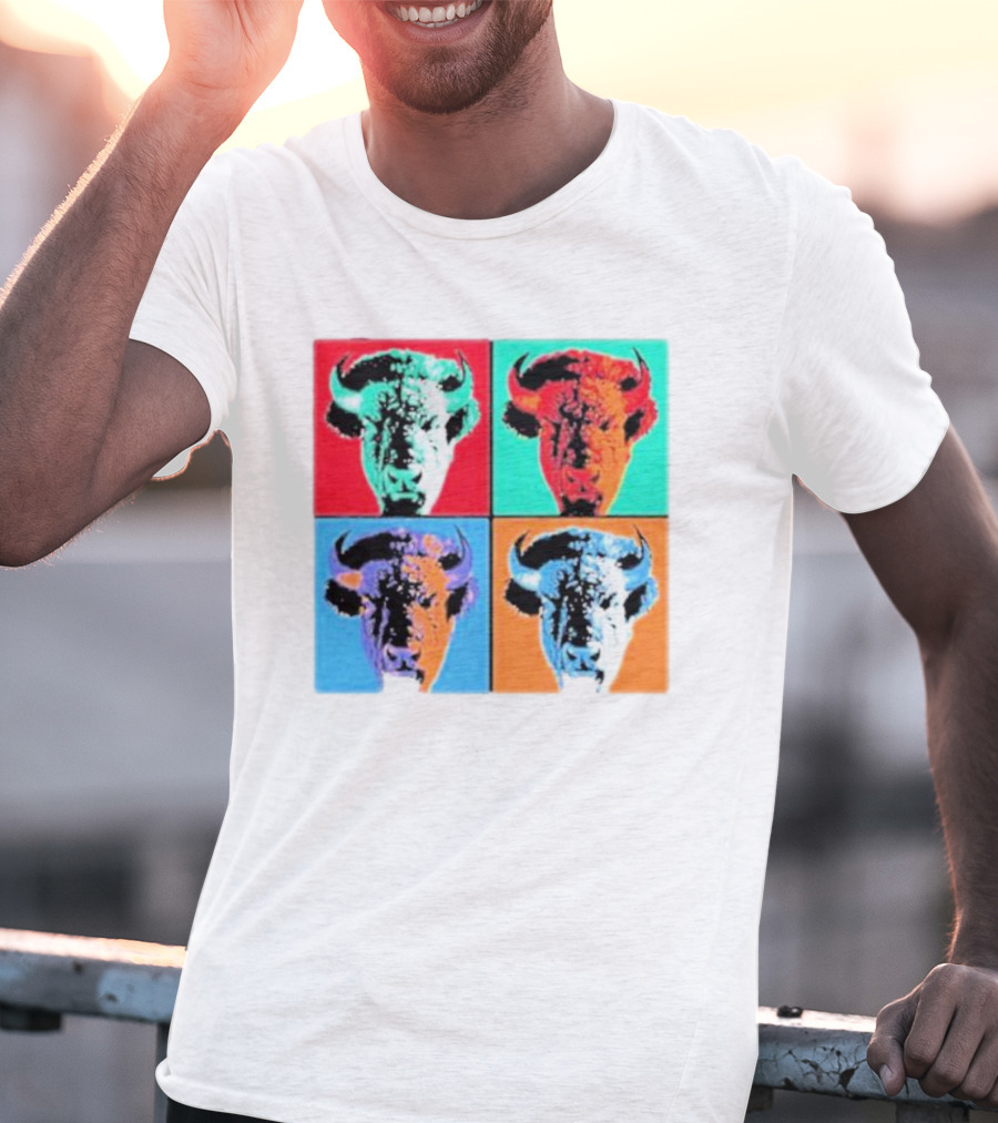 Pop Art Buffalo Quadrant In Vibrant Colors T-Shirt