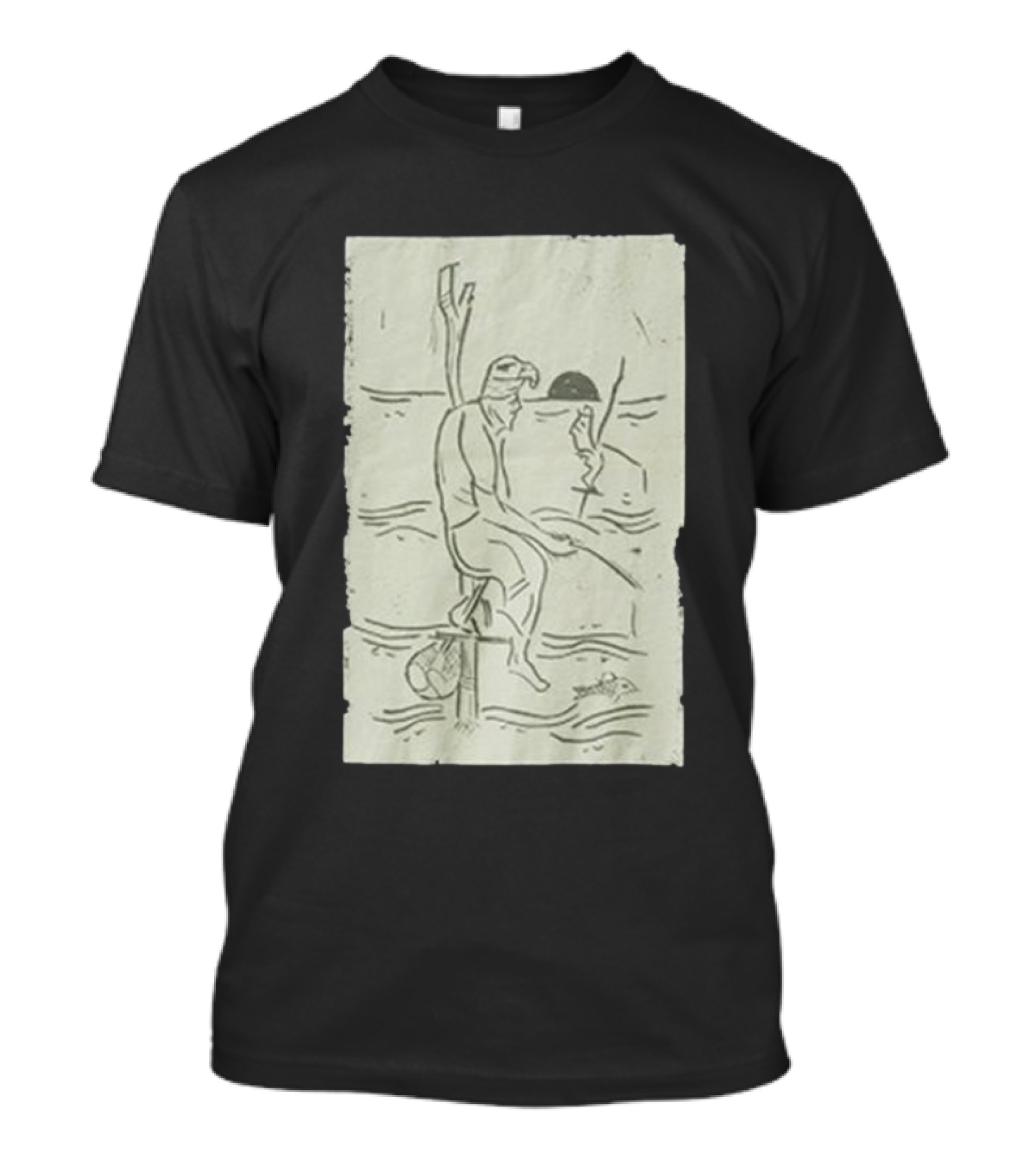 Sage Sri Lanka Stilt Fisherman Drawing T-Shirt