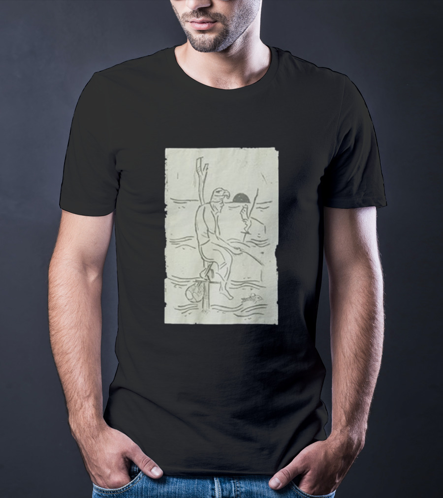 Sage Sri Lanka Stilt Fisherman Drawing T-Shirt