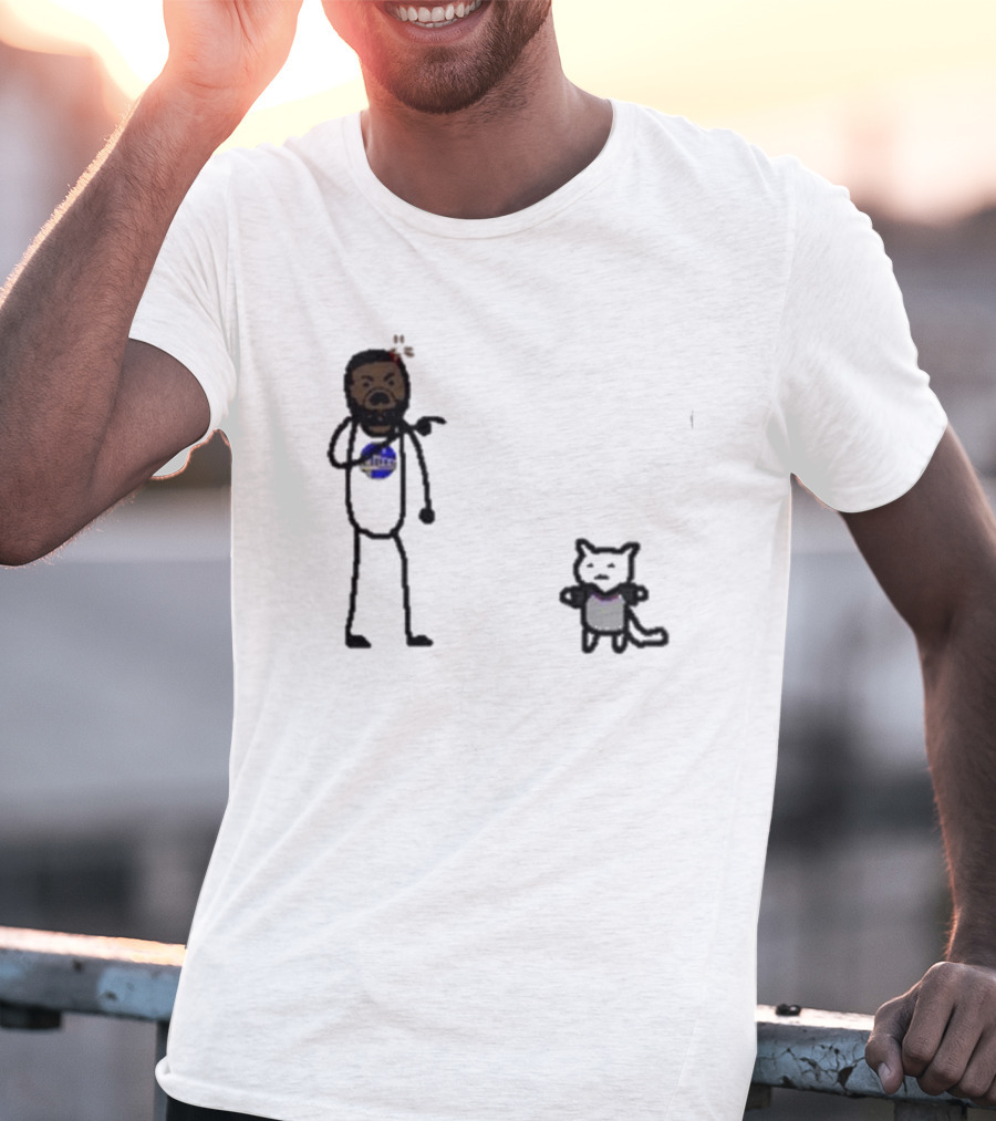 Draymond Basketball Angry Stick Figure With Paint Wearing Cat T-Shirt