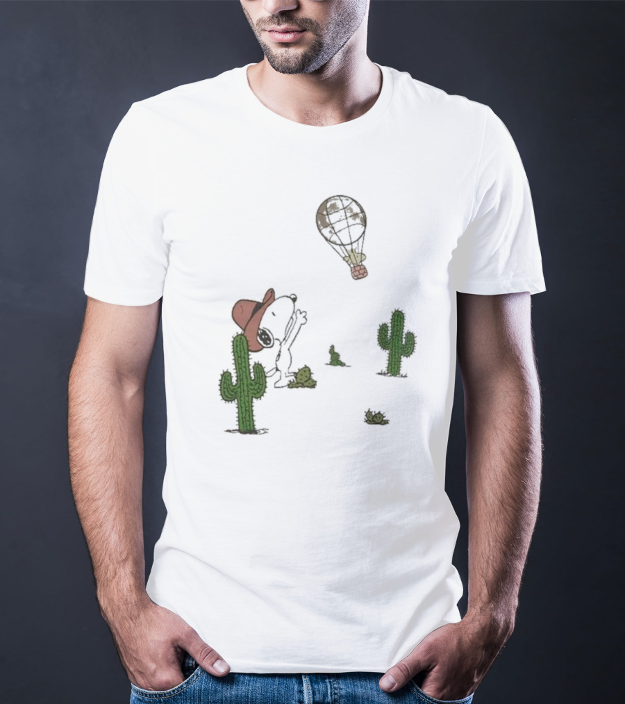 Peanuts Snoopy Woodstock Cactus Western Cowboy Balloon Women's T-Shirt