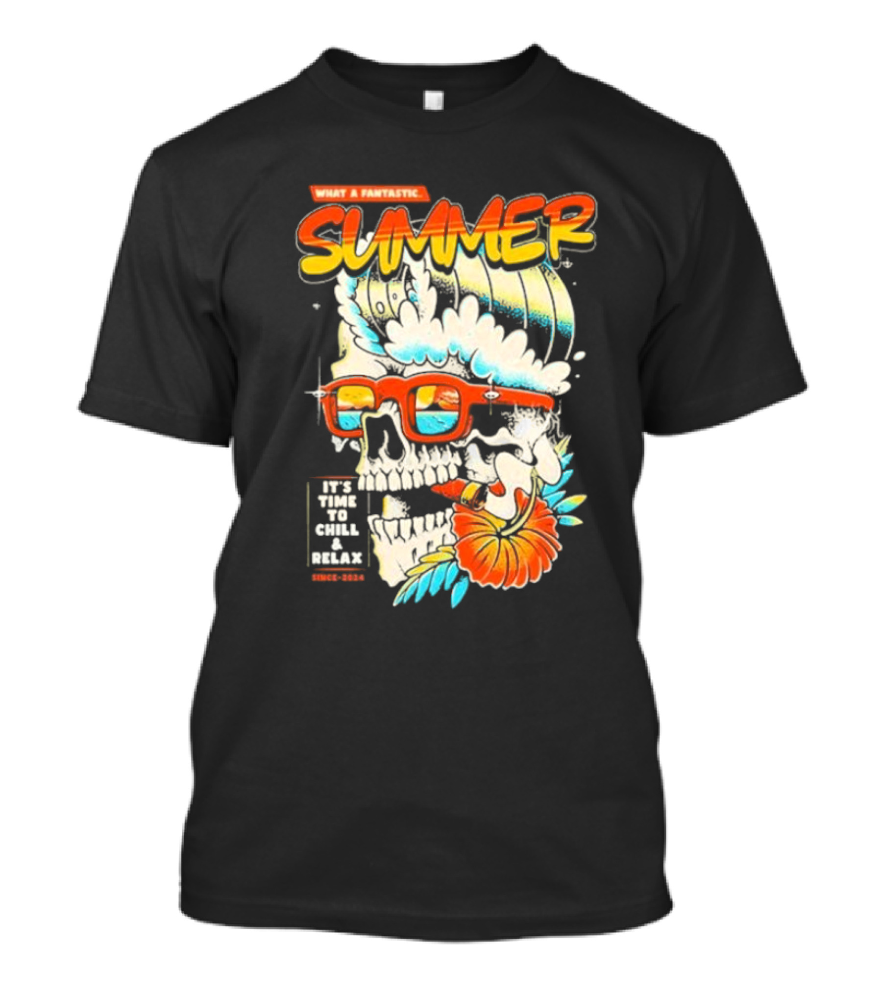 What A Fantastic Summer It's Time To Chill And Relax Skull Surf T-Shirt