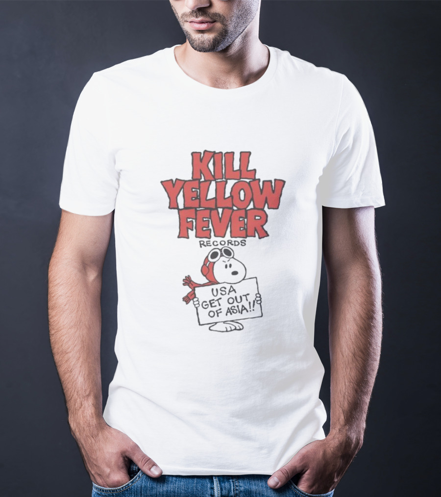 Kill Yellow Fever Records USA Get Out Of Asia Comic Protest T-Shirt